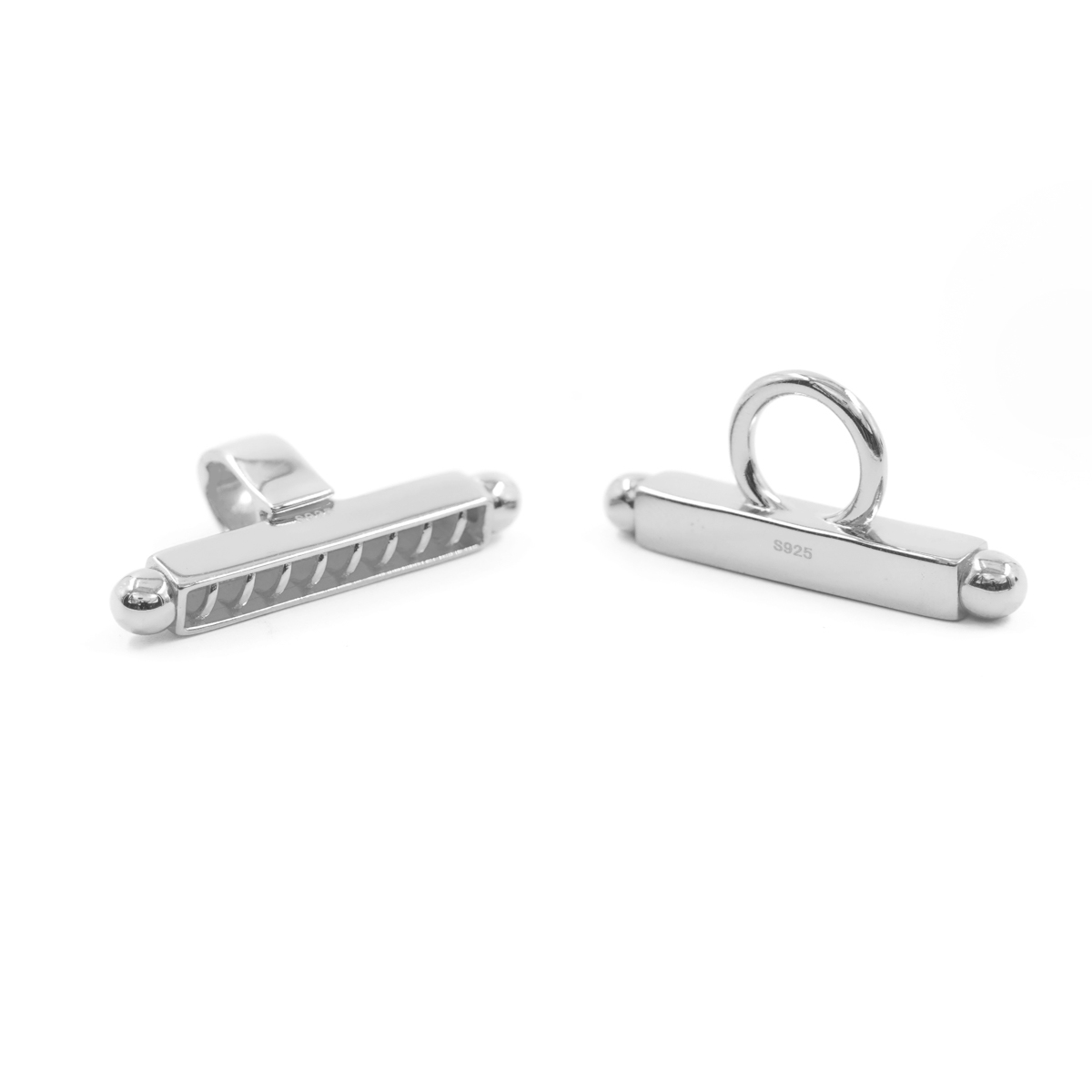 Chiusura in argento forma H a 8 ganci – Rodiato