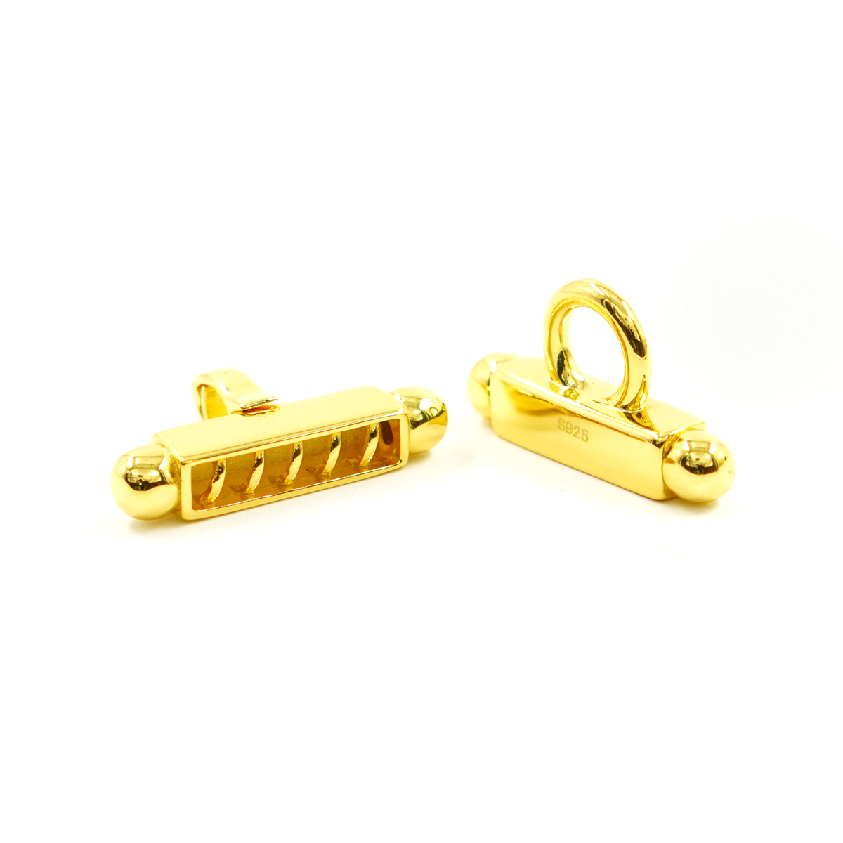 Chiusura in argento forma H a 5 ganci – Dorato