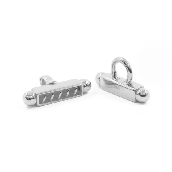 Chiusura in argento forma H a 5 ganci &ndash; Rodiato
