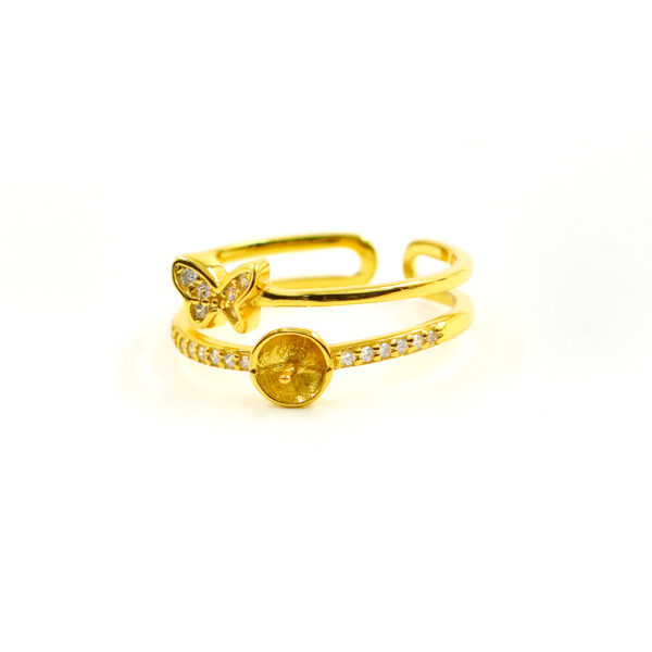 Anello in Argento doppio con farfalla – Dorato