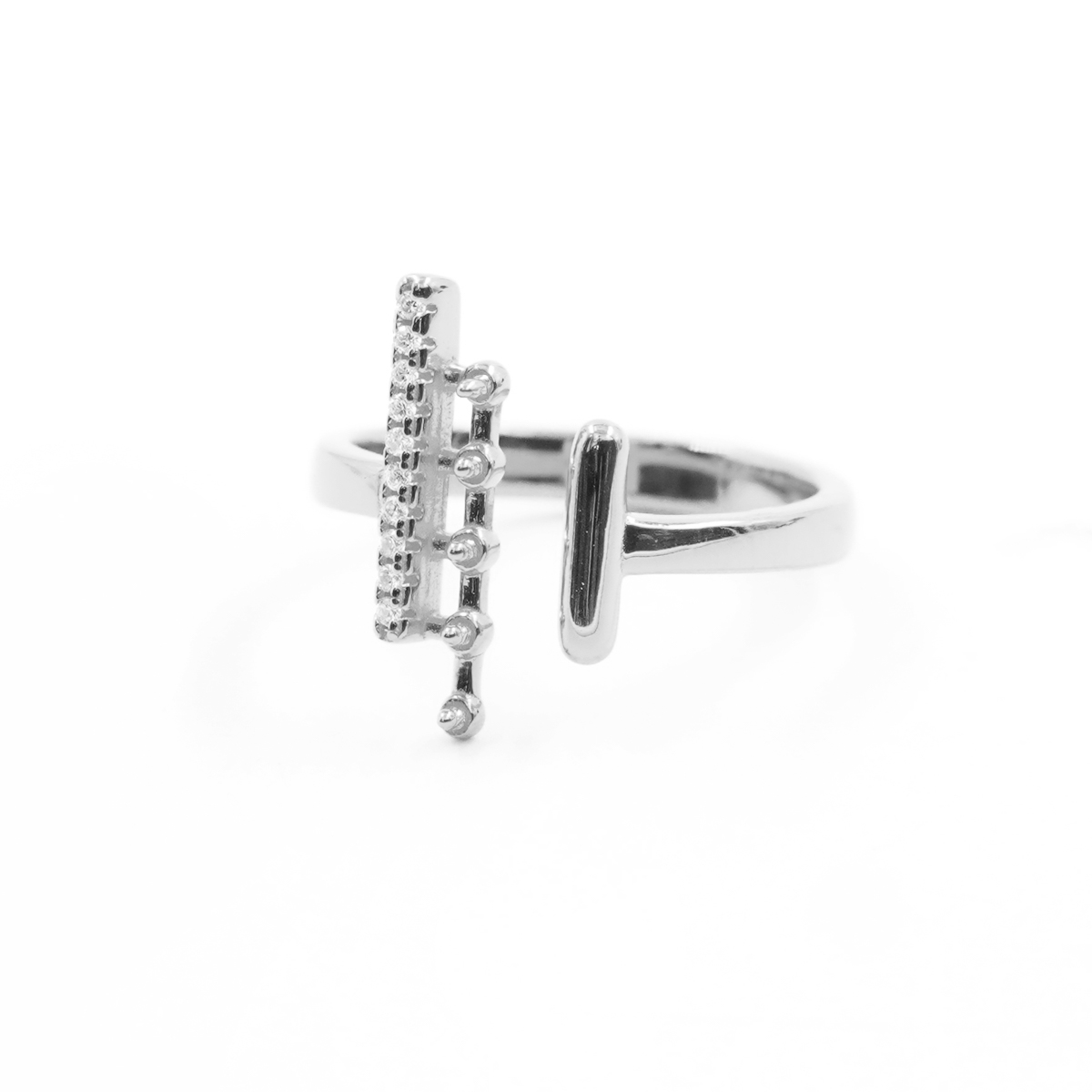Anello in argento a 5 elementi – Rodiato