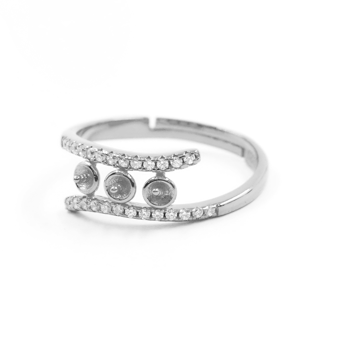 Anello in Argento a 3 elementi - Rodiato